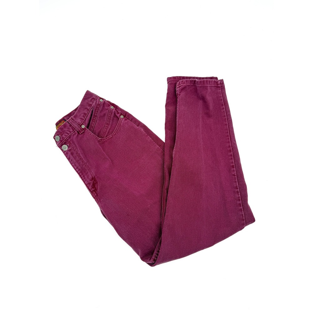 Bonjour Jeans Pants Women 12 Burgundy High Rise Tapered Leg Vintage 90s Denim
